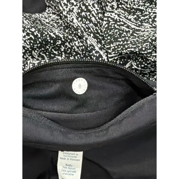 NWOT Lululemon Pace Rival Skirt Womens Black White Static Print Skort Size 8 - Image 9