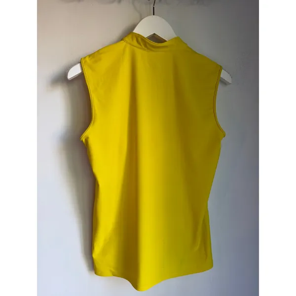 SwingDish Sleeveless Golf Polo Top Size Small Bright Yellow Quarter Zip Stretch - Image 2