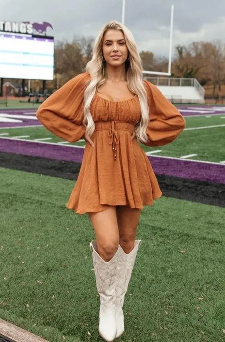 The Post Ali Romper Dress in Copper / Rust Orange Color in Size S - Image 3