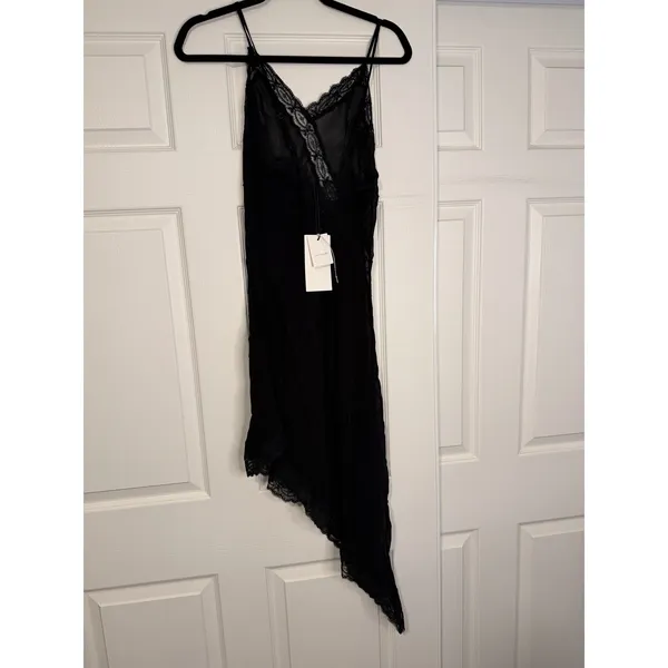 Zara Collection Y2K Lace Trim Tank Sheer Black Fairy Asymmetrical Top Whimsigoth - Image 4