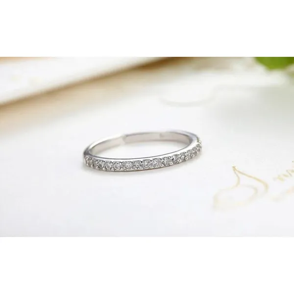 NEW Dainty 14k Gold Plated S925 Simulated Diamond Band Ring, Adjustable Band‎ - Image 15