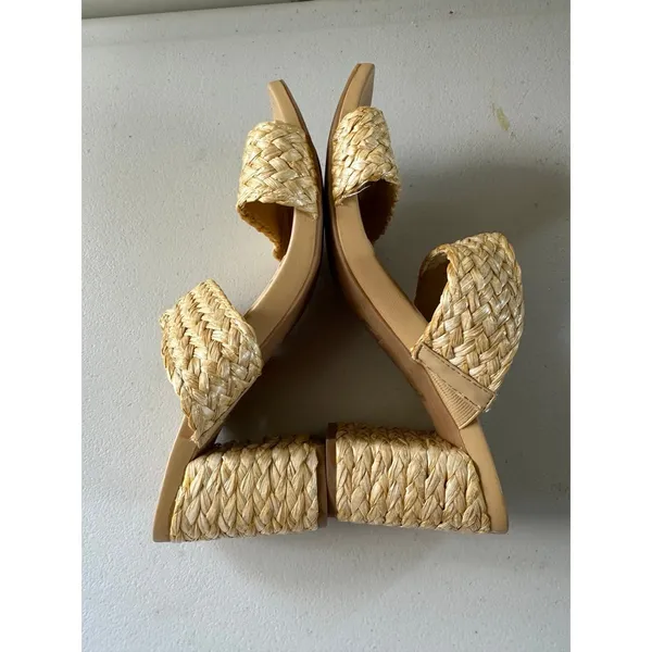 MIA Felicity Wide Double-Band Braided Raffia Block Heel Slip On Sandal 8.5 - Image 4
