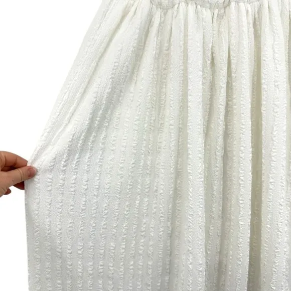 Max‎ Studio London White Midi Dress Women's L Textured Smocked Sundress Resort - Image 10
