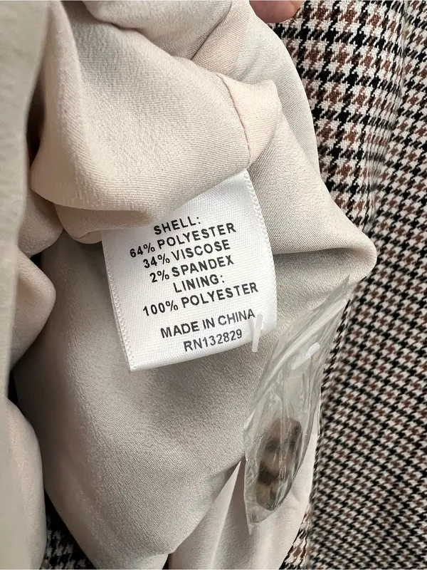 NWOT L'Academie Brown Houndstooth Coat Women's Small Button Front Tailored - Image 8