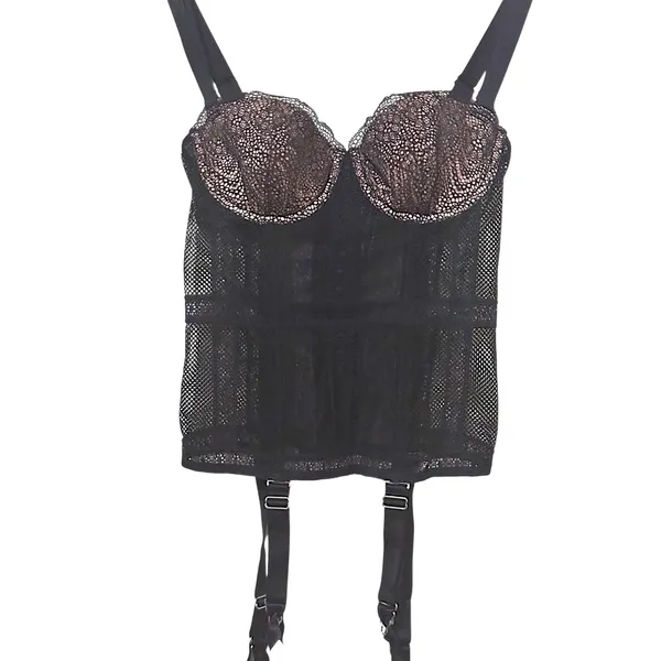 Victoria’s Secret Holiday 2017 Black Iconic Very Sexy Fishnet Lace Corset Sz 34B $88 - Image 2