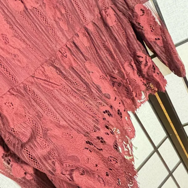 Taylor & Sage COPY - Layson Elegant Lace Women's Top in burgundy red blouse - Image 10