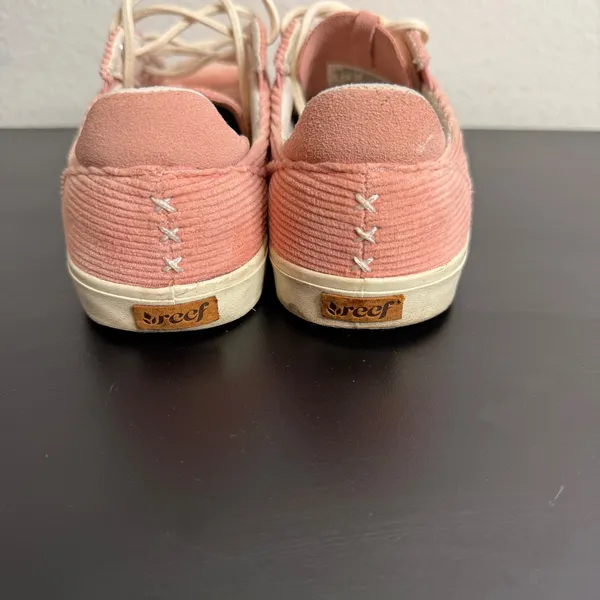 Reef‎ Pastel Pink Corduroy Lace Up Sneakers Size 8 Beachy BOHO Retro Skater - Image 3