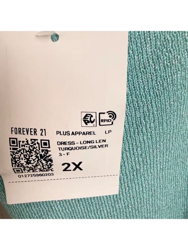 NWT Forever 21+ Women’s 2X Turquoise Metallic Knit Maxi Dress - Image 8