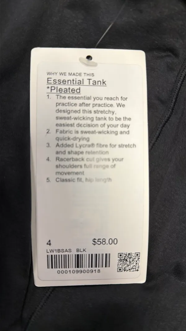 NWT Lululemon sheer black tank size 4 - Image 8