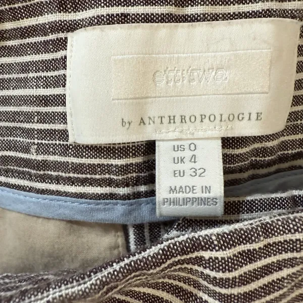 Anthropologie Ett Twa Pants Womens‎ 0 Brown White Wide Leg Striped Sailor Linen - Image 5