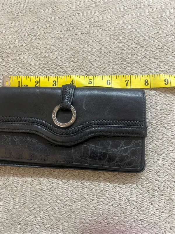 Vintage Y2K Brighton Black Leather Snap Closure Accessory with Silver - Image 6
