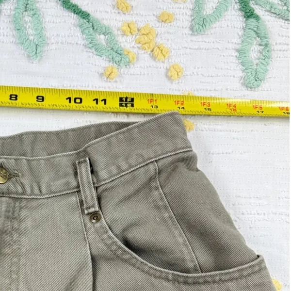 LL Bean Vintage Womens Size 14 High Waist Pleated Tapered Leg Jeans Khaki‎ - Image 7