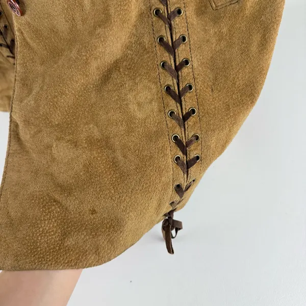 Vintage Wilsons Leather Maxima Brown Suede Trench Coat with Braided Accents - Image 10
