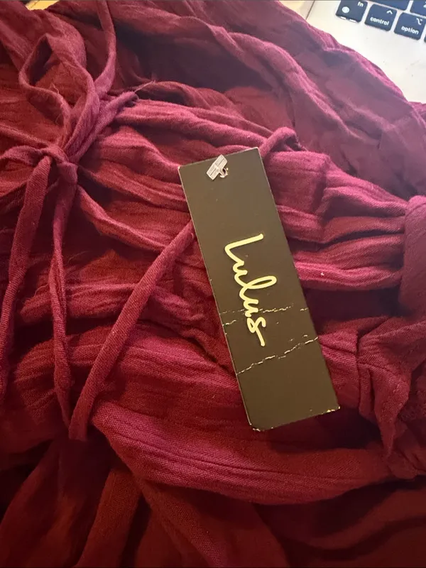 Lulus Burgundy Wrap Maxi Dress Heart of Marigold Medium NEW NWT - Image 8