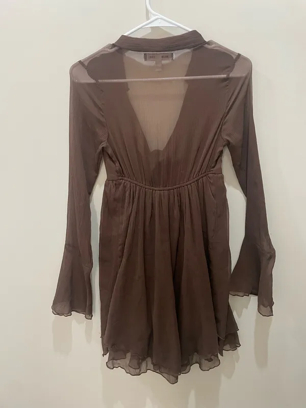 Urban outfitters brown sheer long sleeve dress - Image 3