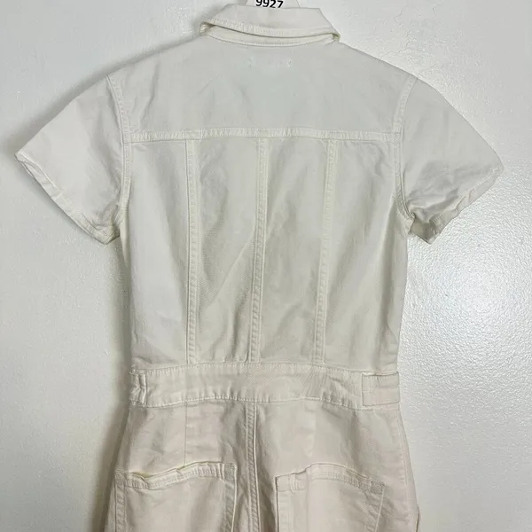 GOOD AMERICAN Fit for Success Utility Dress in Wash Cloud White Size X-Small - Image 9