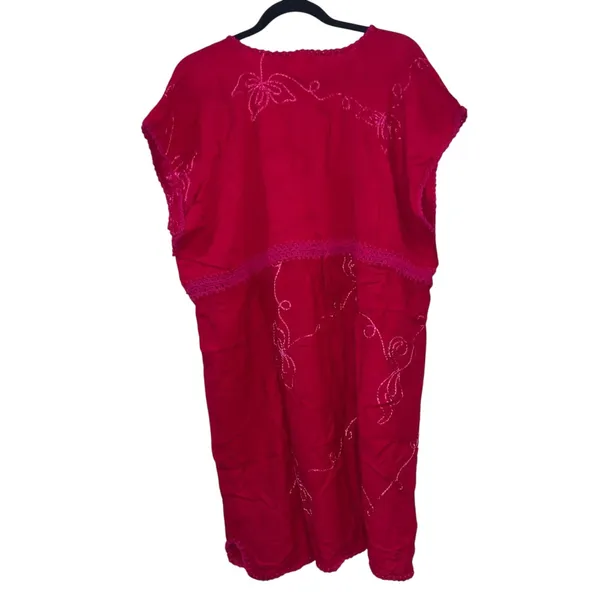 NWT Aloha Pink Embroidered Tunic XL Boho Cover‎ Up Mini Dress Tassel Beach - Image 2