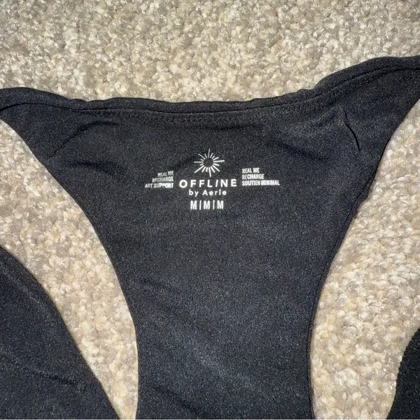 Aerie - Real Me Racerback Longline Sports Bra - Black, Medium - Image 2