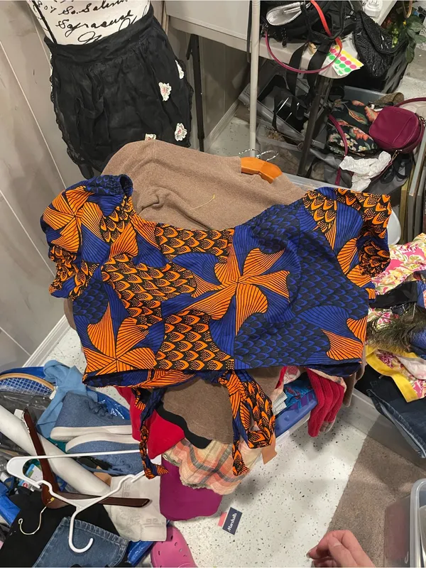 Cute cotton puff sleeve African ankara crop top tie wrap closure Mae Otti - Image 6