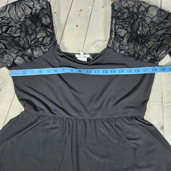 Maurices Black Velvet Burnout Sleeve Peplum‎ Top Square Neck Medium 203286Y - Image 7