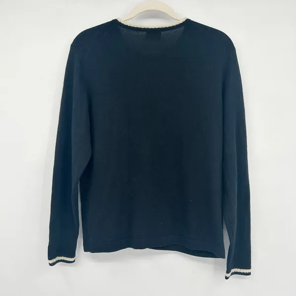 MAGASCHONI FOR BLOOMINGDALES Womens Black‎ Cardigan Sweater Button Up Knit Trim - Image 6