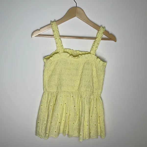 Altar’d State | NWT Yellow Mila Smocked Floral Embroidery Tank Top | Medium - Image 4
