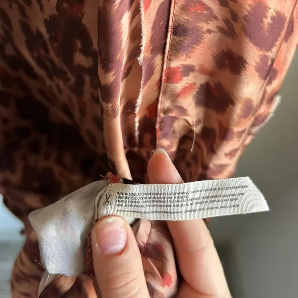 Intimately Free People Cheetah Leopard Floral Brown Silky Pajama Shirt Size L - Image 9