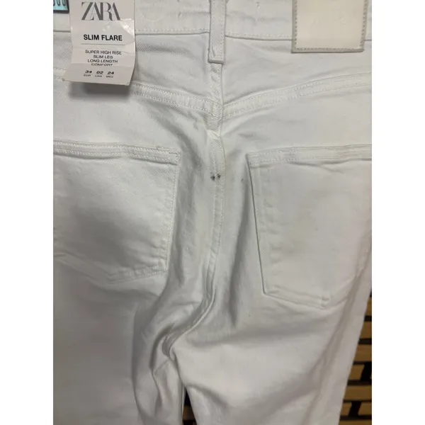 Zara‎ White Slim Flare Jeans Size 2 - Image 5