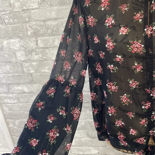 Maurices metallic floral front tie blouse - Image 3