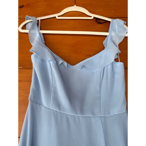 NWT Lulus Dreamy Admiration Light Blue Ruffled Maxi Dress Bridesmaid Formal XS - Image 4
