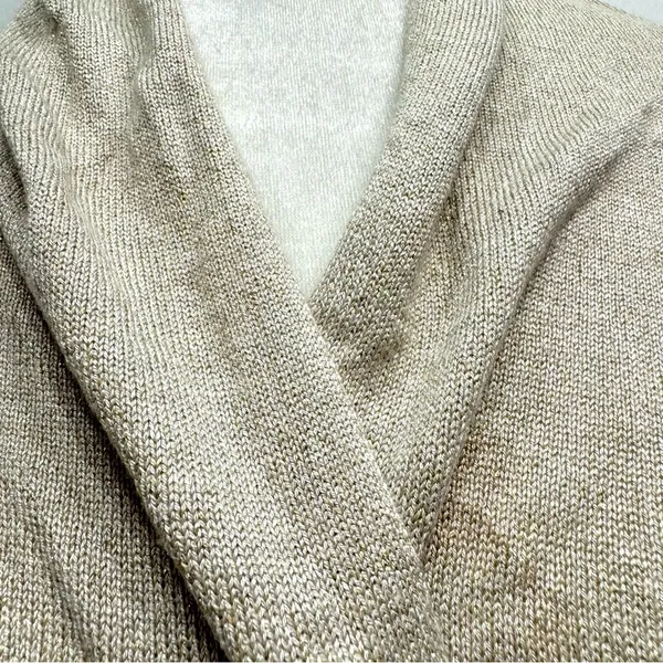 Beige Metallic Open Front Asymmetric Hem Cardigan Wrap Topper Chico’s 1/M - Image 8