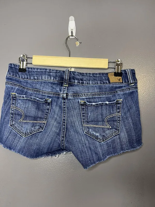 American Eagle Outfitters Shorts Womens 2 Blue Denim Stretch Cutoff Raw Hem - Image 2