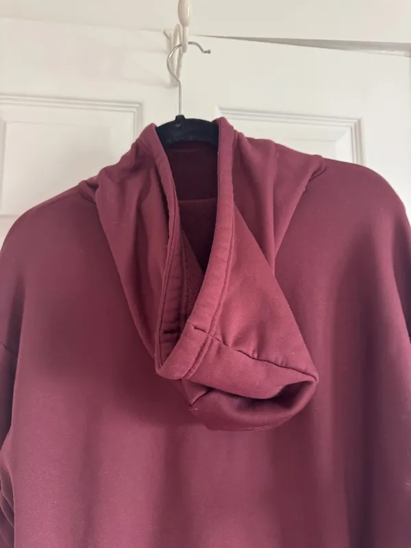 Nike Women's Burgundy Hoodie with Small Swoosh - Image 5
