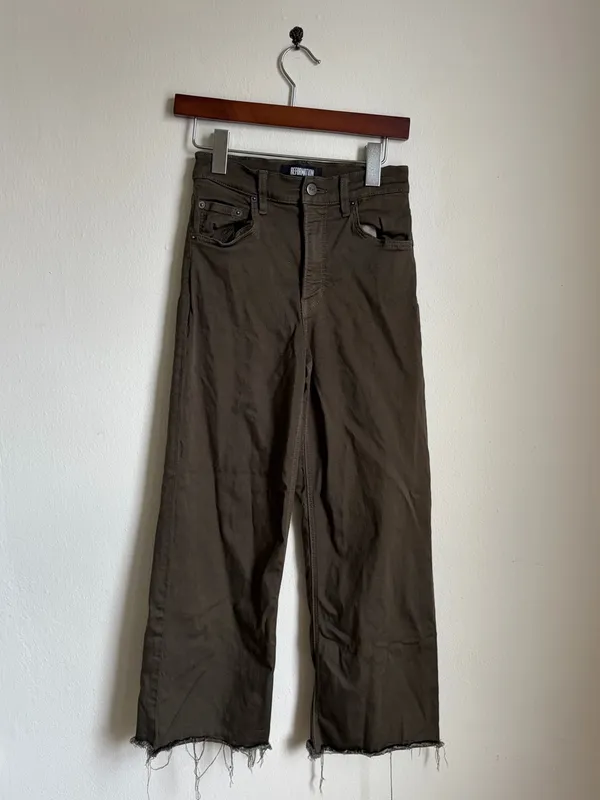 Reformation Olive Green Wide Leg Jeans - Image 2