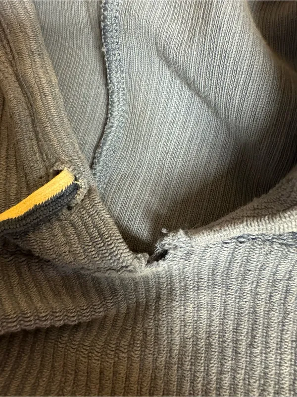 Aerie American Eagle Blue Ribbed Knit Cropped Hoodie Size L - Image 6
