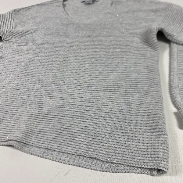 Tommy Bahama Sweater Pullover Womens XS Gray V-Neck Tight-Knit Sequin Ribbed - Image 5