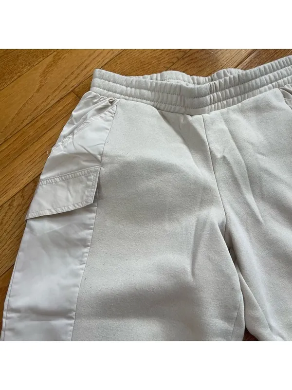 Better / Together Women's Baggy Cargo Fleece Sweat Pants Beige Lounge joggers L - Image 4