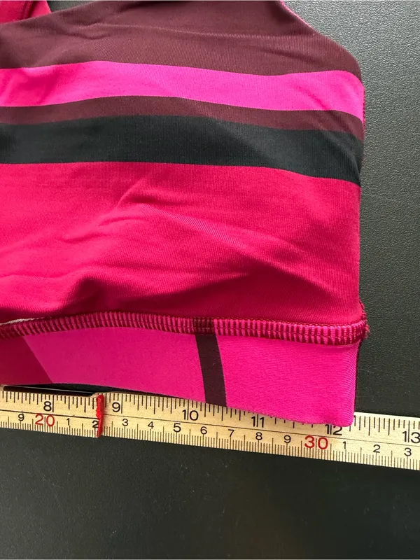 Lululemon Sports Bra Women's Size 4 Pink Orange Striped Active Wear Yoga Stretch - Image 7