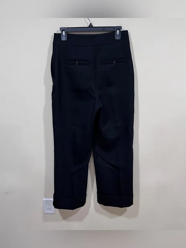 Sezane High Waist Straight Leg Wool Blend Pants Trousers-Black-Size 38 (US 6) - Image 6