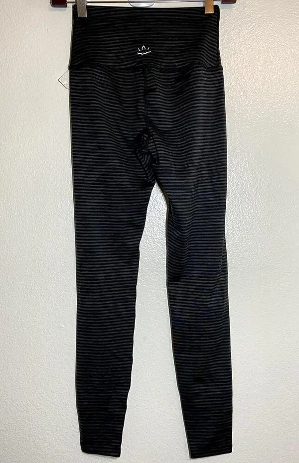 Beyond Yoga True To Stripe High Waisted Leggings Ankle Striped Black Gray Small - Image 5