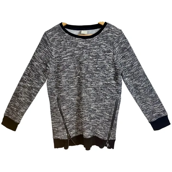 Abercrombie & Fitch White Black Knit Zip Up Pullover Crew Neck Sweater Size S - Image 2