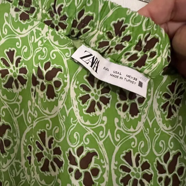 Zara Green and Brown Floral Skirt - Image 2