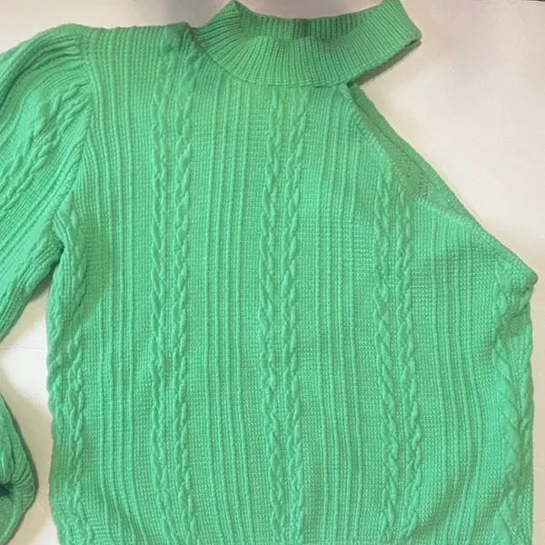 Zara Mint Green Cable Knit Turtleneck Sweater - Image 4