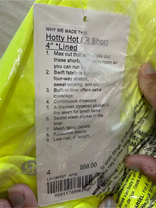 Neon Yellow Lululemon Hotty Hot LR 4” size 4 - Image 3