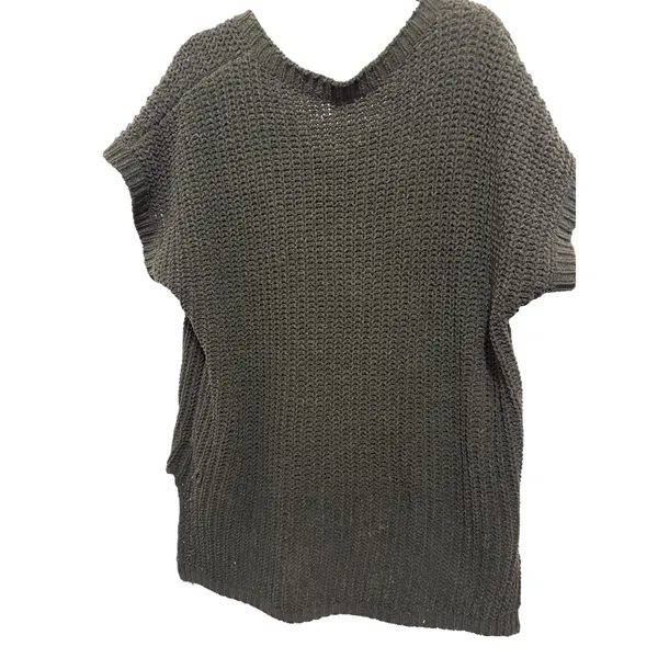 POL Knit V Neck Short Sleeve‎ Pocket Tunic Top Charcoal Gray Size M - Image 5