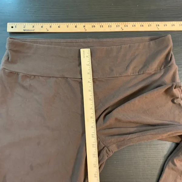 Terra‎ & Sky Brown Flare Leg Knit Pants Plus Size 2X 20W-22W Yoga Waist Slit Hem - Image 6