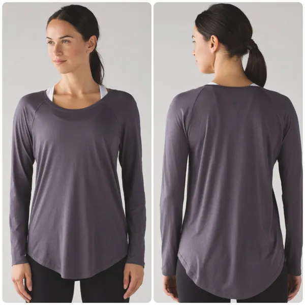 Lululemon Womens Locarno Long Sleeve Active Gym Workout Lounge Shirt Dark Carbon - Image 2