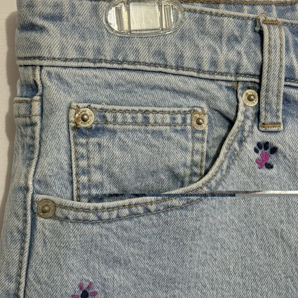 Lucky Brand Boho Lucky Pins Jean Short floral Embroidery Size 4/27 Cut Off Jorts - Image 4