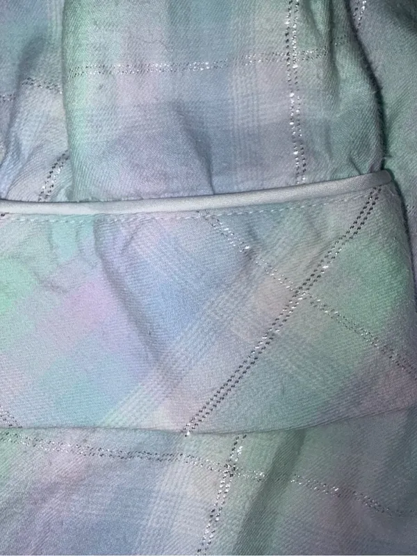 Victoria's Secret Aqua & Purple Pastel Plaid Flannel Pajama Set Women's Small‎ - Image 10