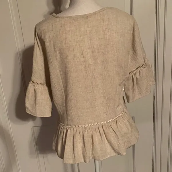 Revolve Maven West Ruffle Lattice‎ Linen Top Size Small - Image 2